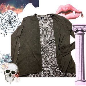 Hot Topic Skull Cardigan Black Large